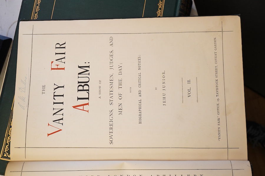 The Vanity Fair Album ... six various vols. (nos.2, 14,15,16,20 and 25). very many coloured lithographed portrait plates; publisher's gilt decorated and lettered cloth, ge., folio. (1869-93)